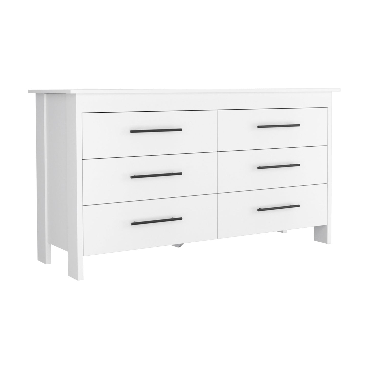 Hms 6 Drawer Double Dresser, Four Legs, Superior Top -White